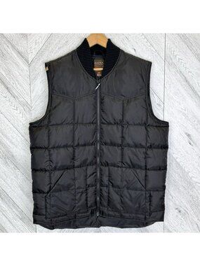 Roper Quilted Puffer Vest Mens Large Black Western Ranch Chore Cowboy